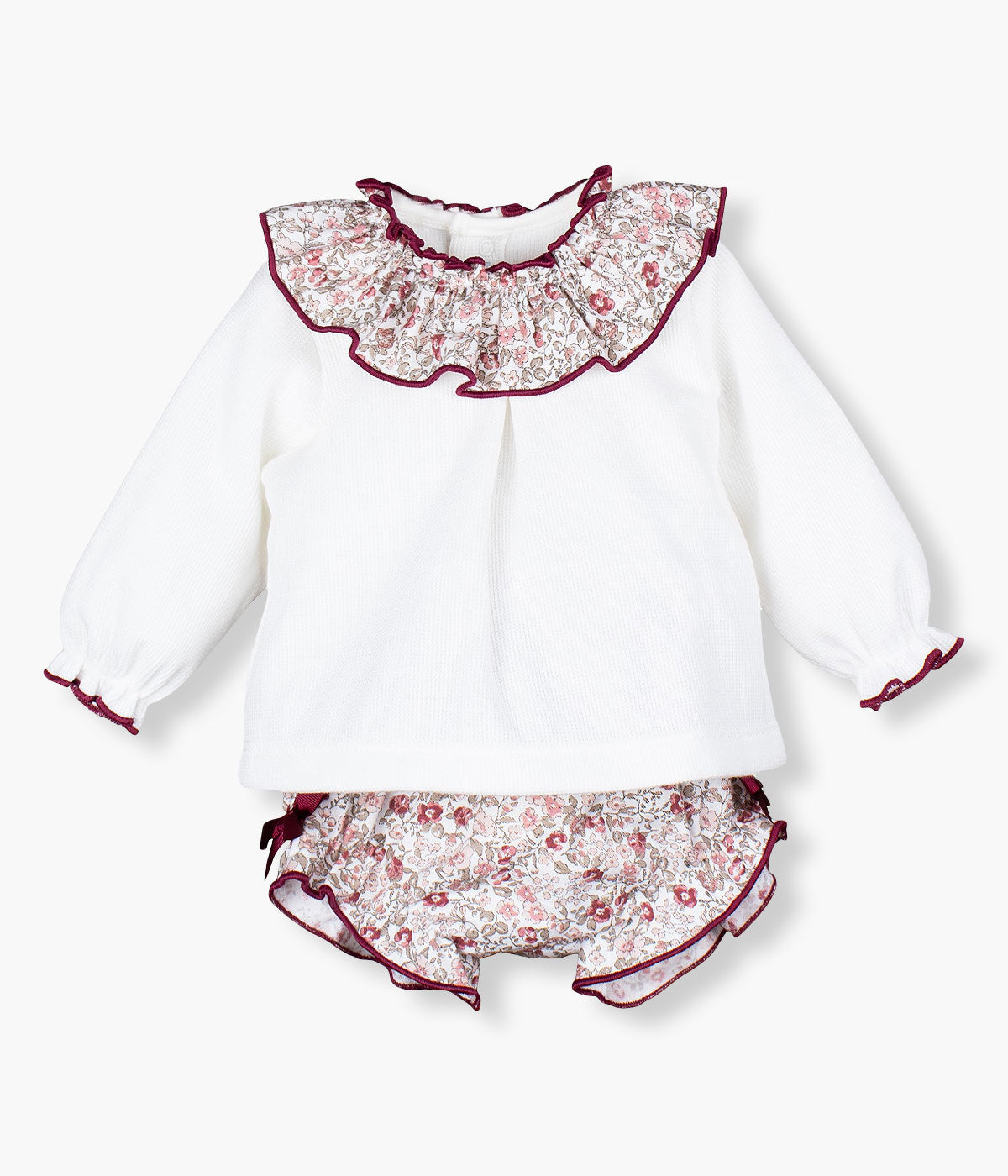 Conjunto em Algodão para Bebé Menina Floral 2pc - Bordô