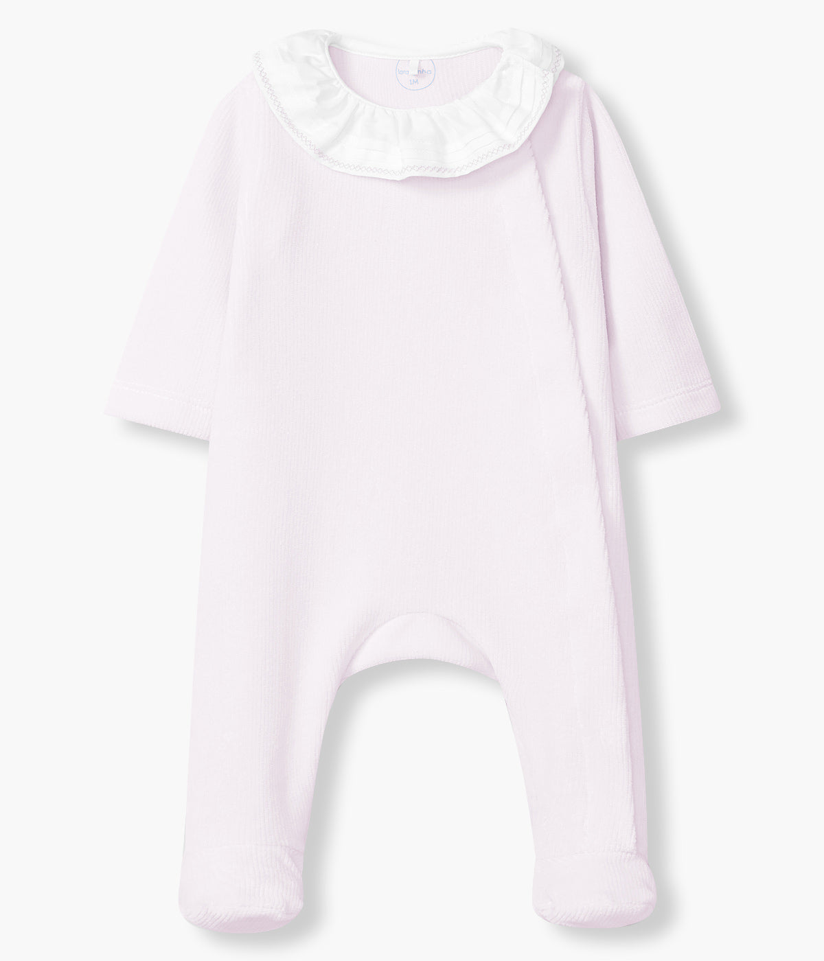 Babygrow em Veludo Canelado Gola Folho Bebé Menina - Rosa