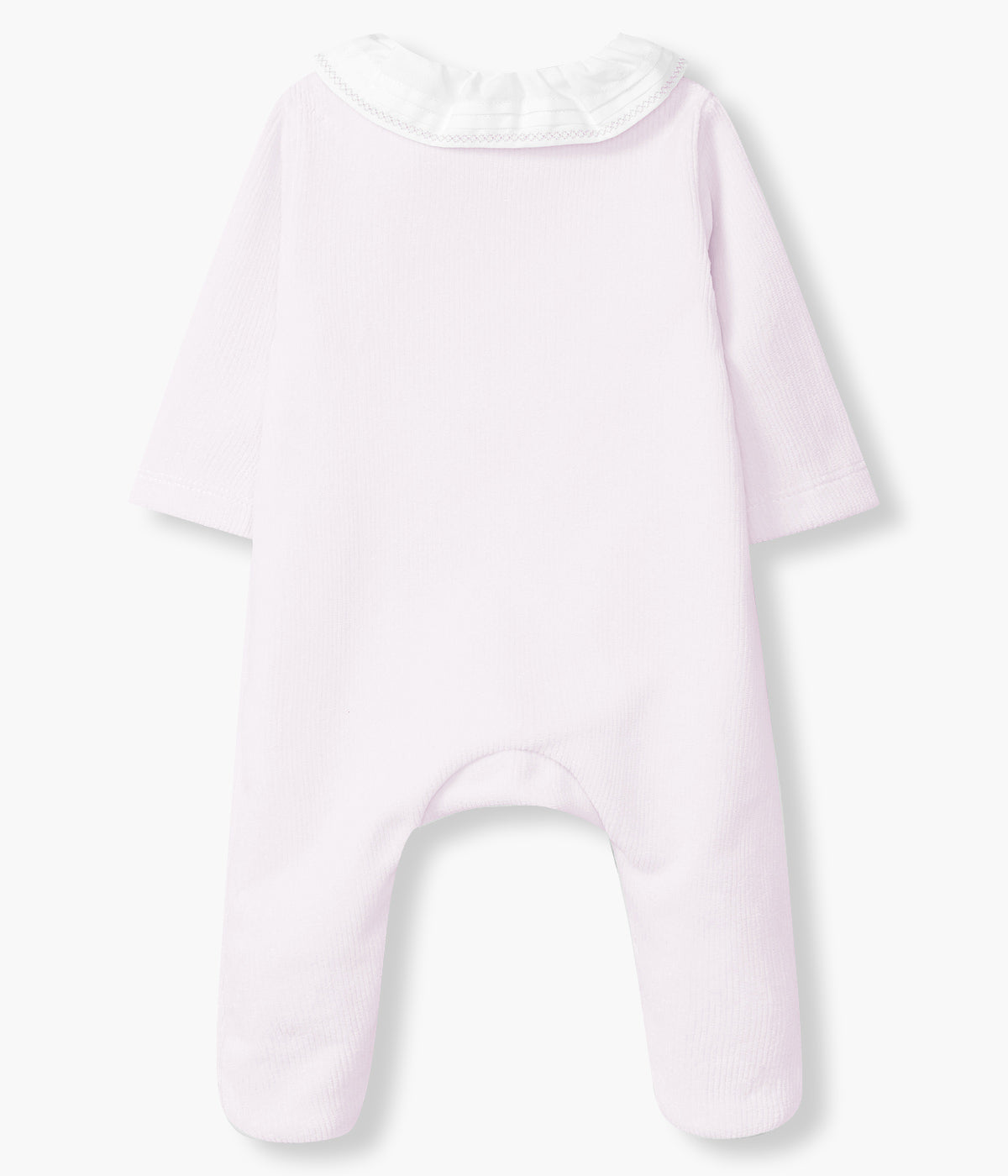 Babygrow em Veludo Canelado Gola Folho Bebé Menina - Rosa