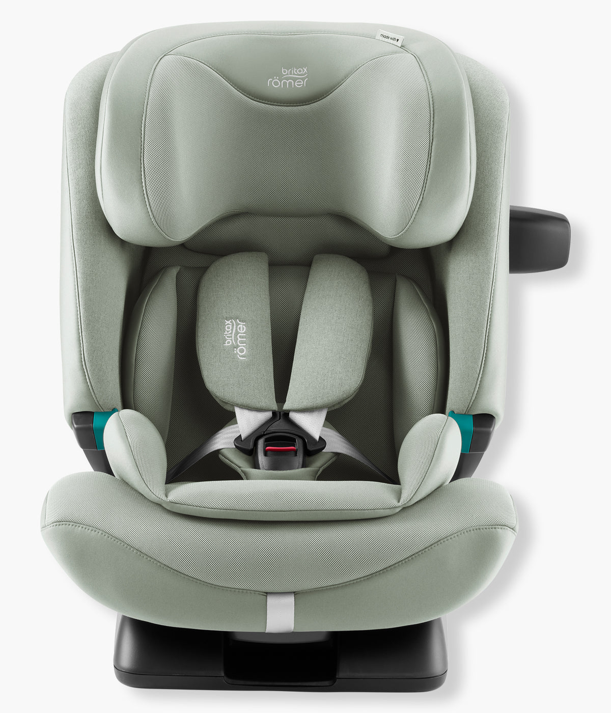 Cadeira auto evolutiva Advansafix Style da Britax Römer na cor Sage Green. Prática cadeira auto desenvolvida para acompanhar a criança durante vários anos, dos 76 aos 150 cm, aproximadamente dos 15 meses aos 12 anos. 